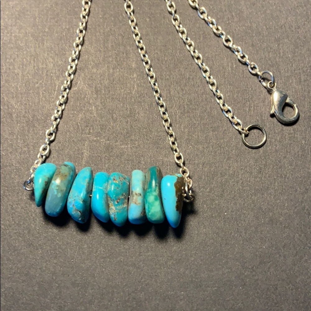 Handmade turquoise bead bar necklace